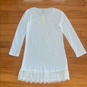 White Long Sleeve Dress with Lace